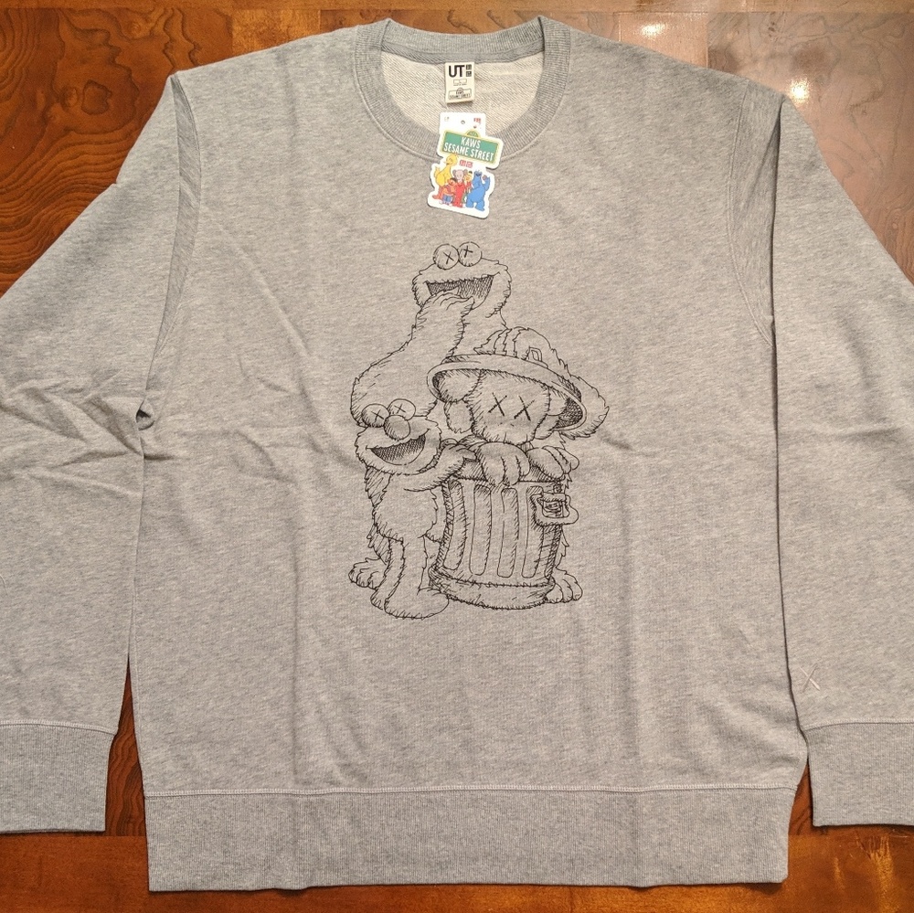 Kaws X Sesame Street Elmo Cookie Sweatshirt (Gray)